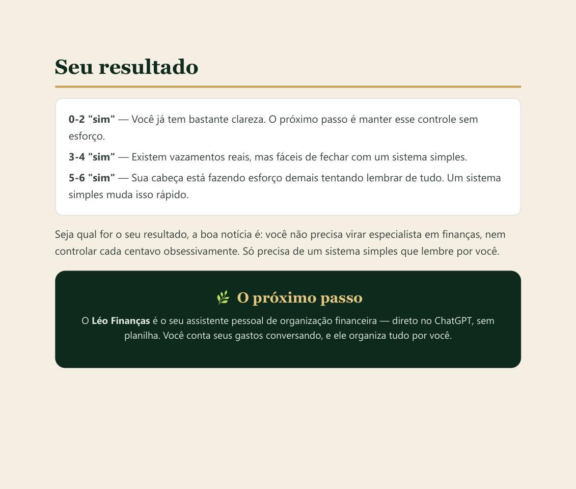 Seu resultado — página real